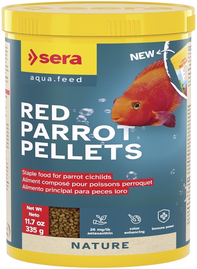 Sera Red Parrot Pellets, Natural Color Enhancing Fish Food, 11.7 oz, with Astaxanthin and Krill for Parrot Cichlids, Floating Granules - Image 1